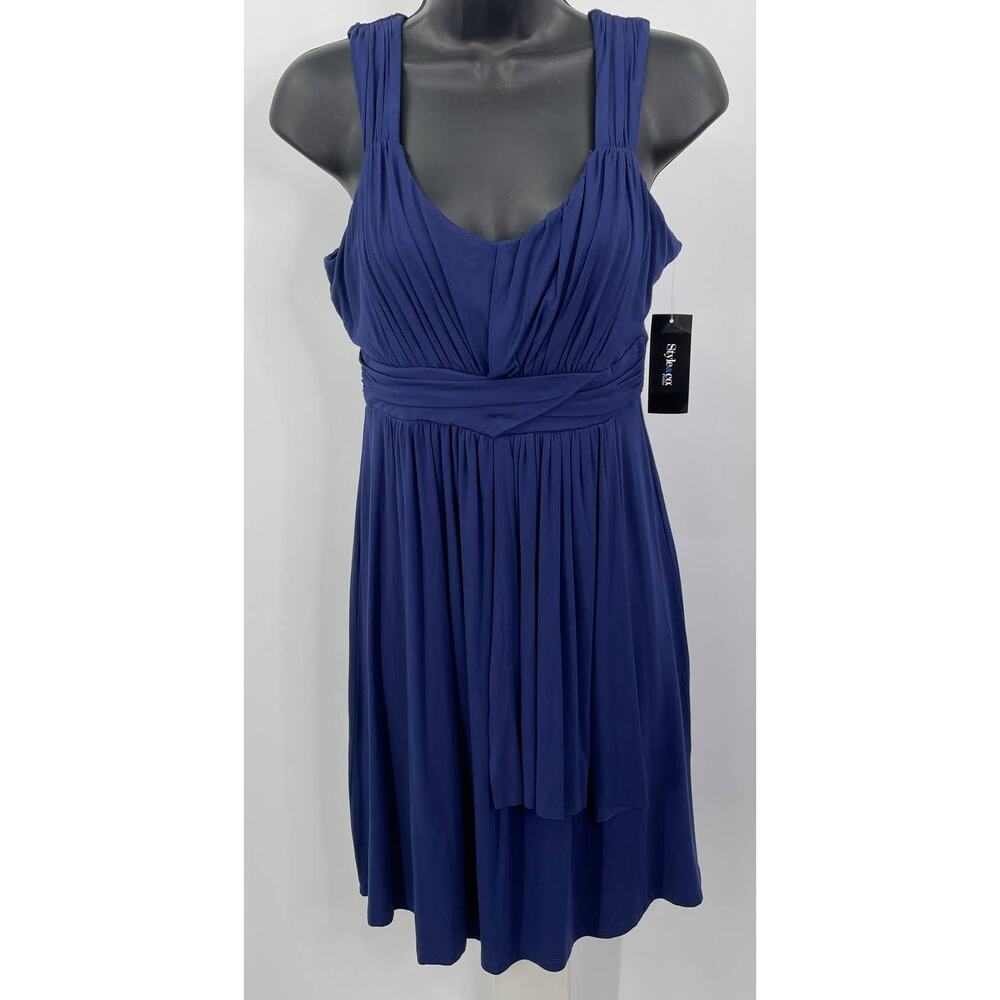NWT Style & Co. Navy Blue Ruched Mini Dress Size Petite M